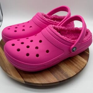 Crocs Men's 9/Women's 11 Classic Fur Lined Fuchsia Pink   0368